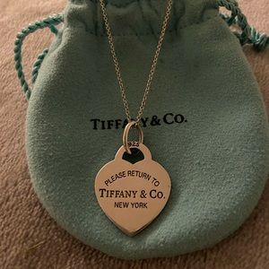 Sterling silver “Please return to Tiffany and co.” Heart necklace
